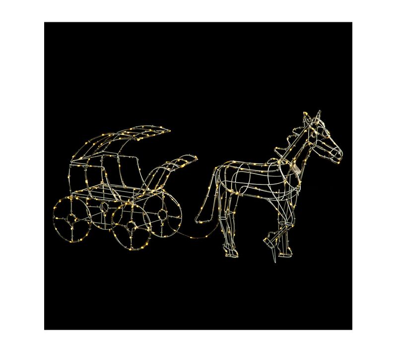 Déco Calèche Tube Lumineux 440 LED Blanc Chaud 8 Jeux De Lumière 160 X 68 Cm