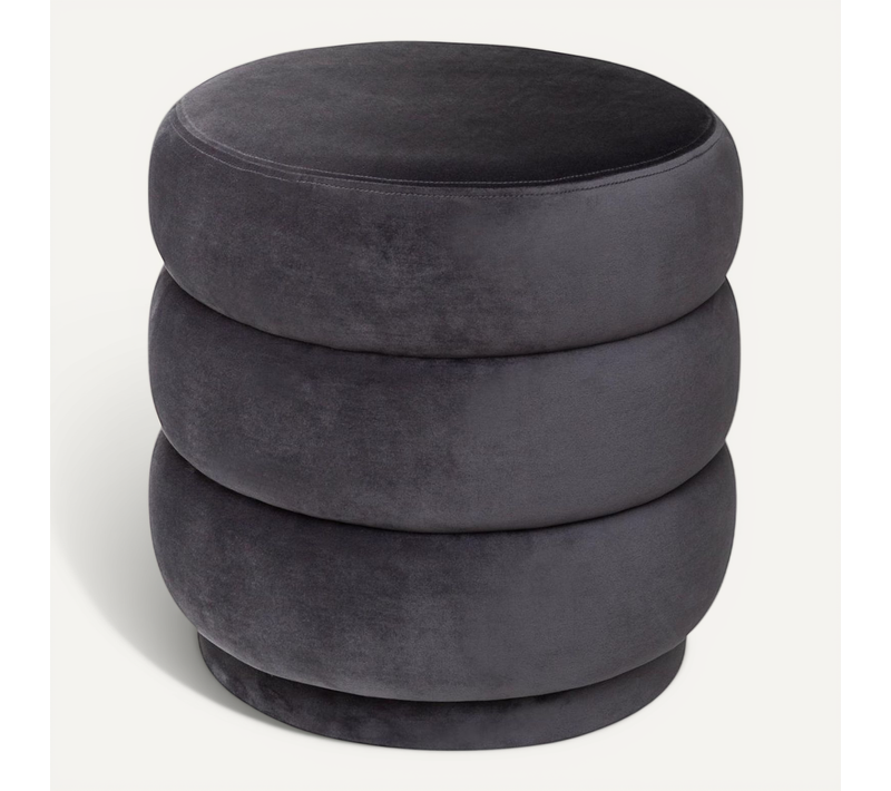 Pouf En Velours Gris D 40 X H 40 Cm