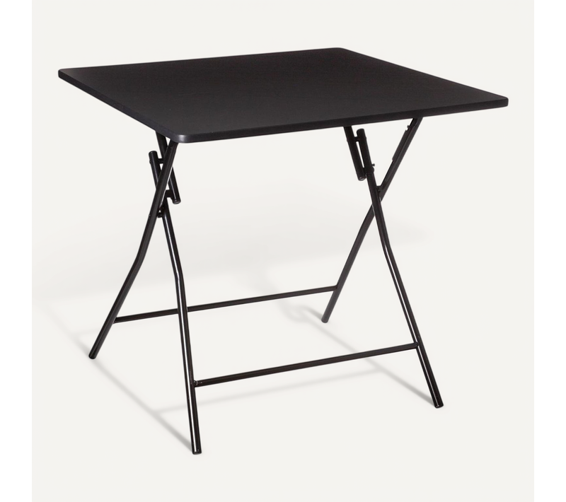 Table D'appoint Pliante Noir En Bois Et Métal 80 X 80 Cm