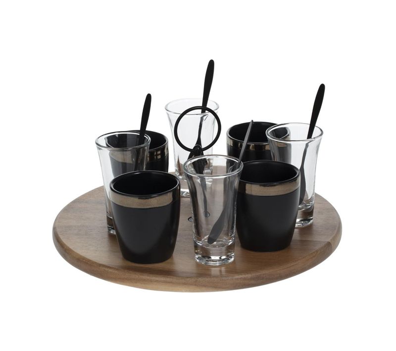Set Apéritif 13 Pièces 1 Plateau En Acacia 4 Ramequins 4 Verrines 4 Cuillères