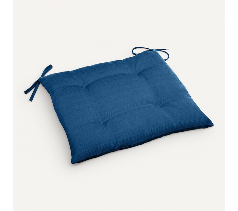 Galette De Chaise Carrée 4 Points "korai" Bleu Indigo 40x40x4cm En Polyester