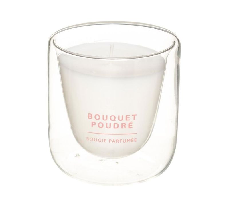 Bougie H.8 Cm Sixtine Rose Blanc / Transparent