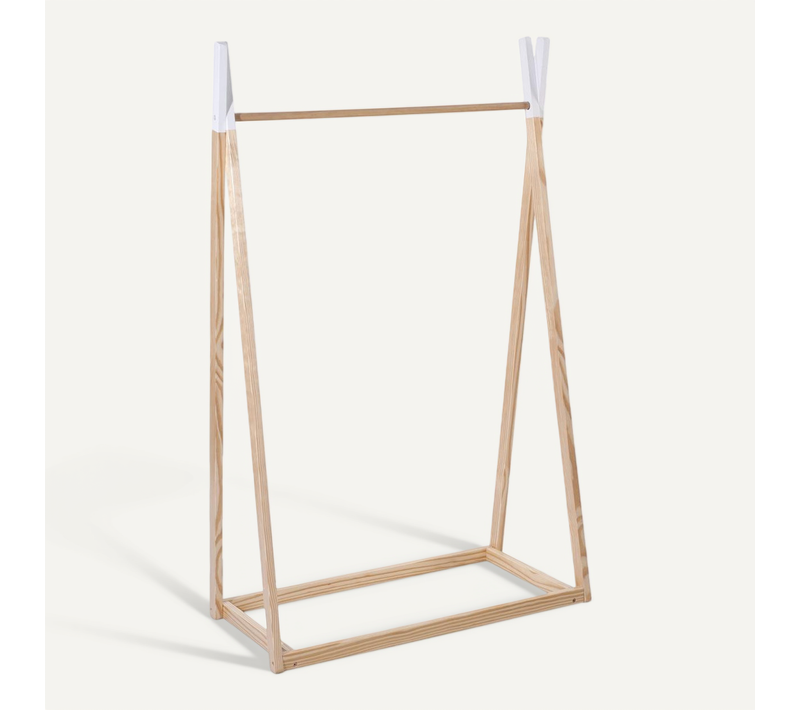 Penderie Enfant Portant à Vêtements En Bois H 126 Cm