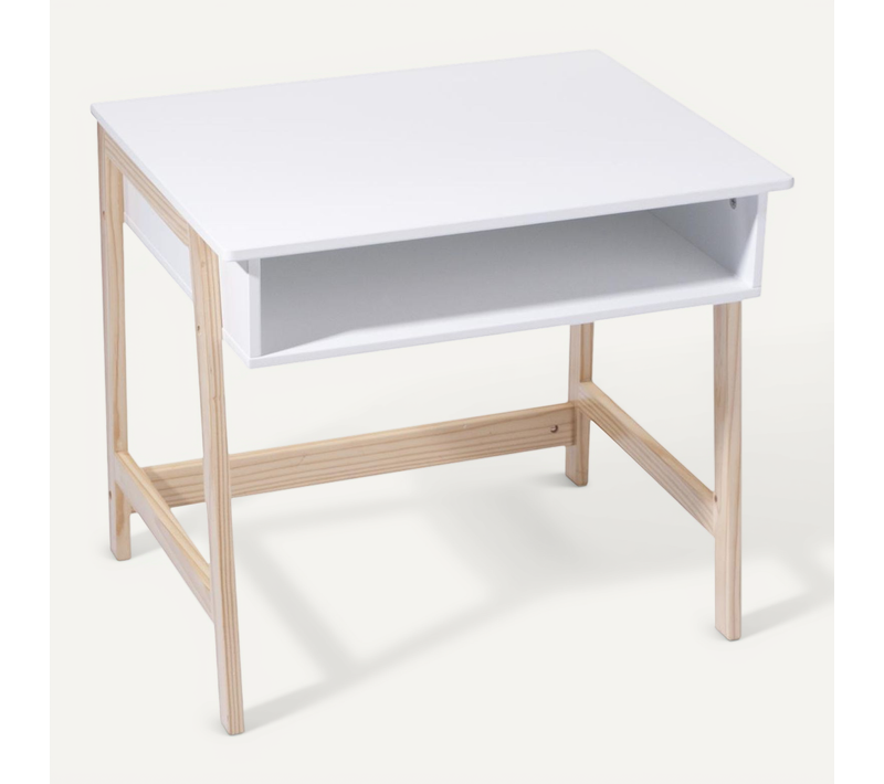 Bureau Enfant Maternelle En Bois Blanc Et Naturel H 52 Cm