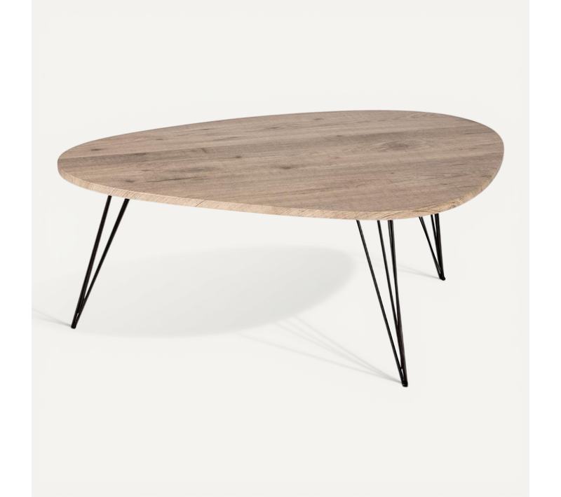 Table Basse En Bois Et Pieds En Métal Noir 112 X 80 X H 40 Cm