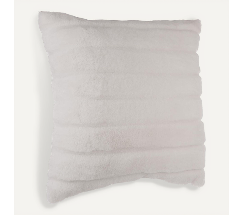 Coussin Déhoussable En Fourrure Blanche 45 X 45 Cm