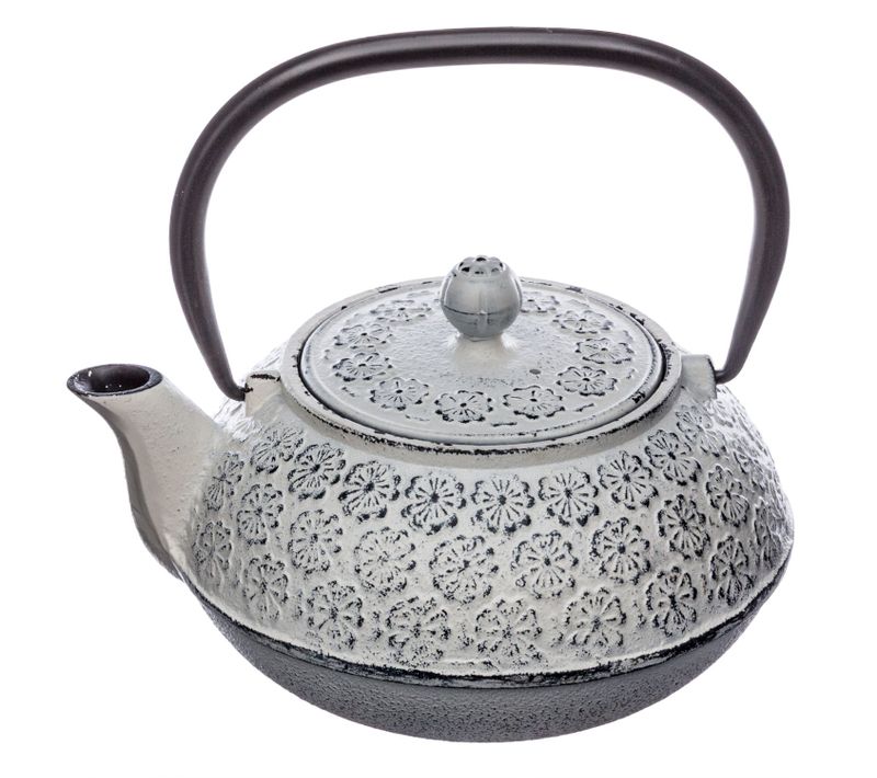 Théière En Fonte Vintage Folk - 1000 Ml - Blanc