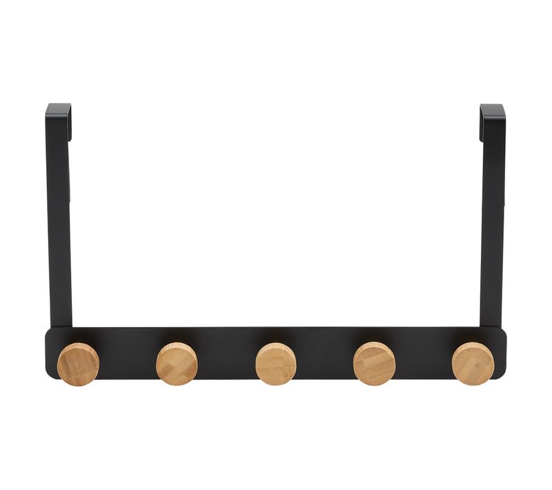Patère de porte 5T  Noir / Naturel