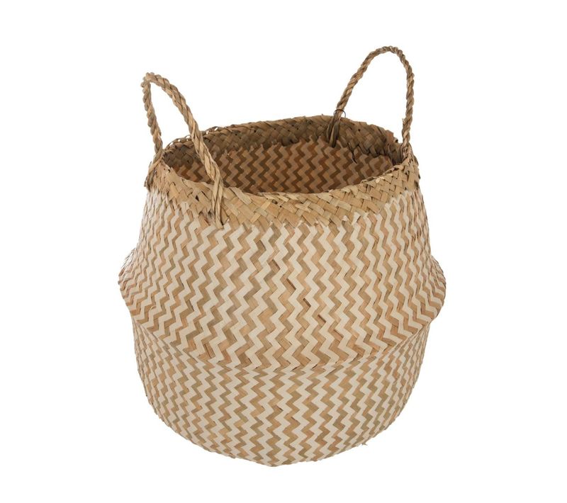Panier De Rangement Pliable En Osier Naturel Et Blanc