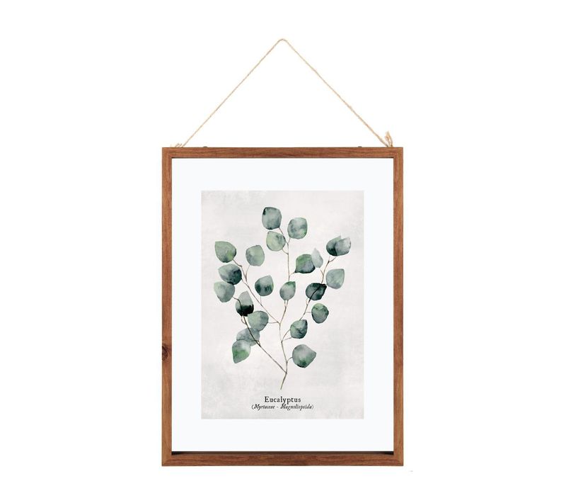 Cadre Décoratif Feuilles En Bois Et Verre 38 X 48 Cm