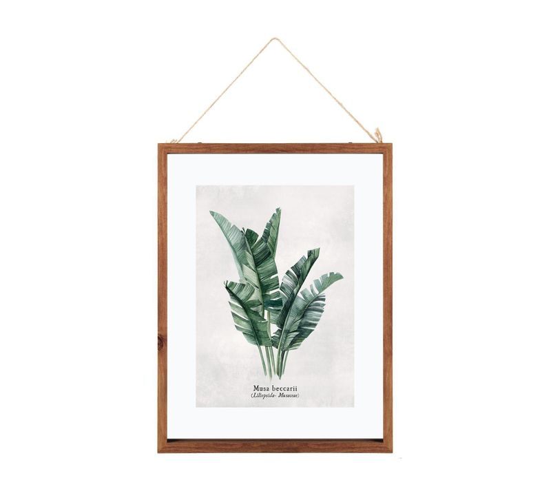 Cadre Décoratif Feuilles En Bois Et Verre 38 X 48 Cm
