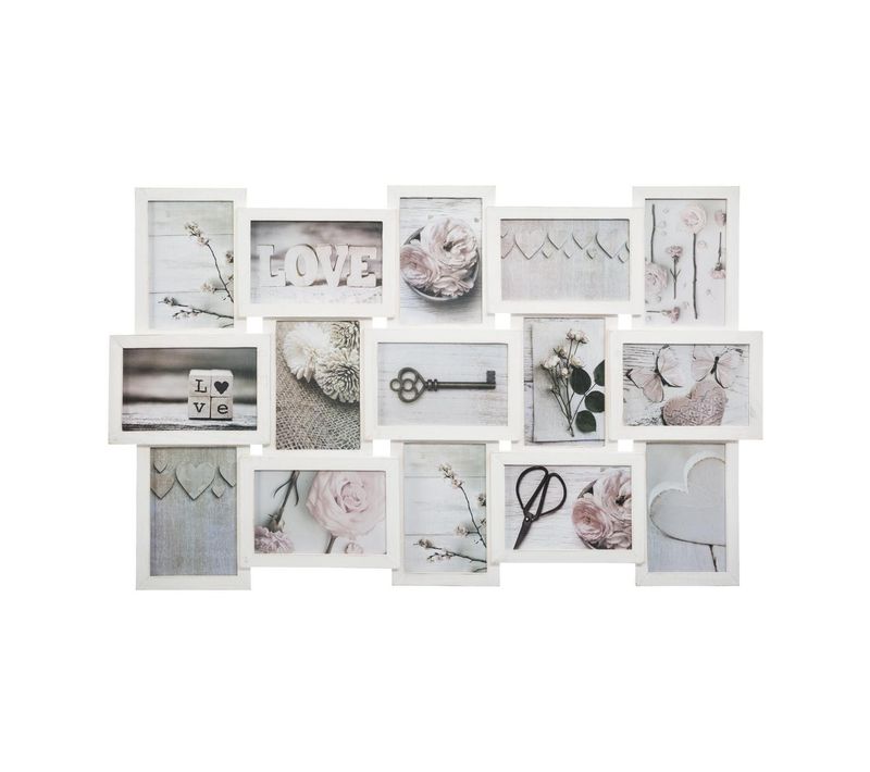 Cadre Pêle-mêle Multivues 15 Photos En Bois Patiné 72.4 X 44.8 Cm