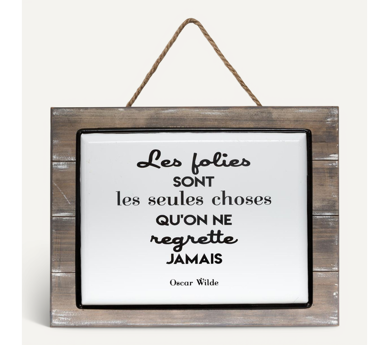 Plaque Décorative En Bois Et Métal Céramique Avec Citation 40 X 30 Cm