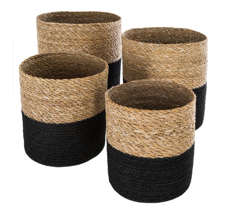 Set De 4 Paniers De Rangement En Jute Et Seagrass Blanc Et Naturel
