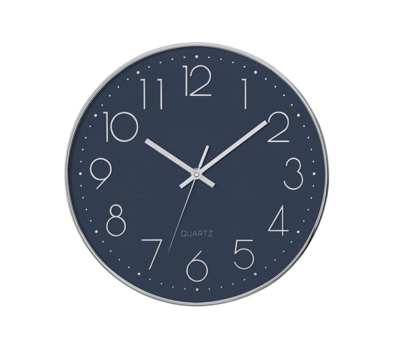 Pendule Murale Silencieuse Contour Argent D 30 Cm