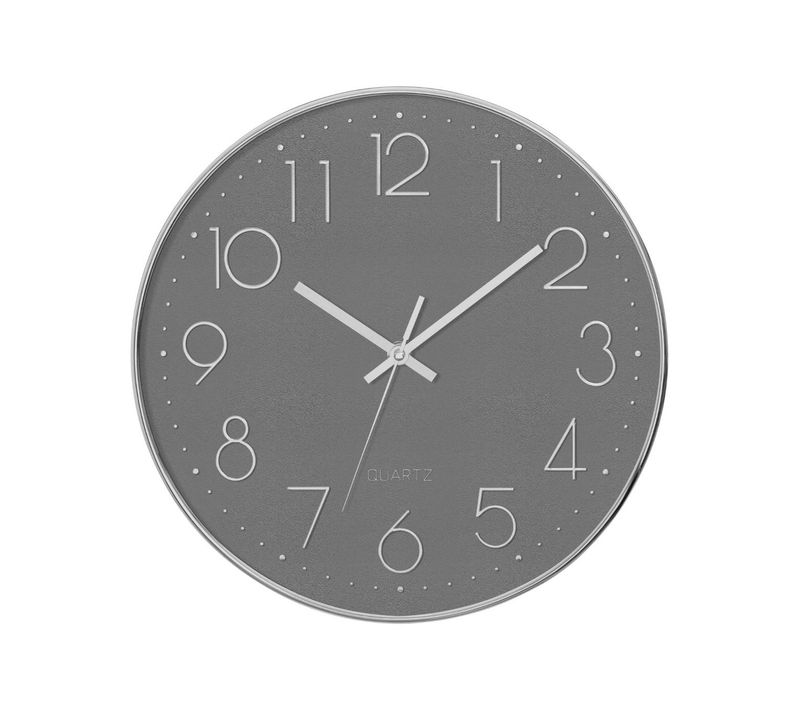 Pendule Murale Silencieuse Contour Argent D 30 Cm