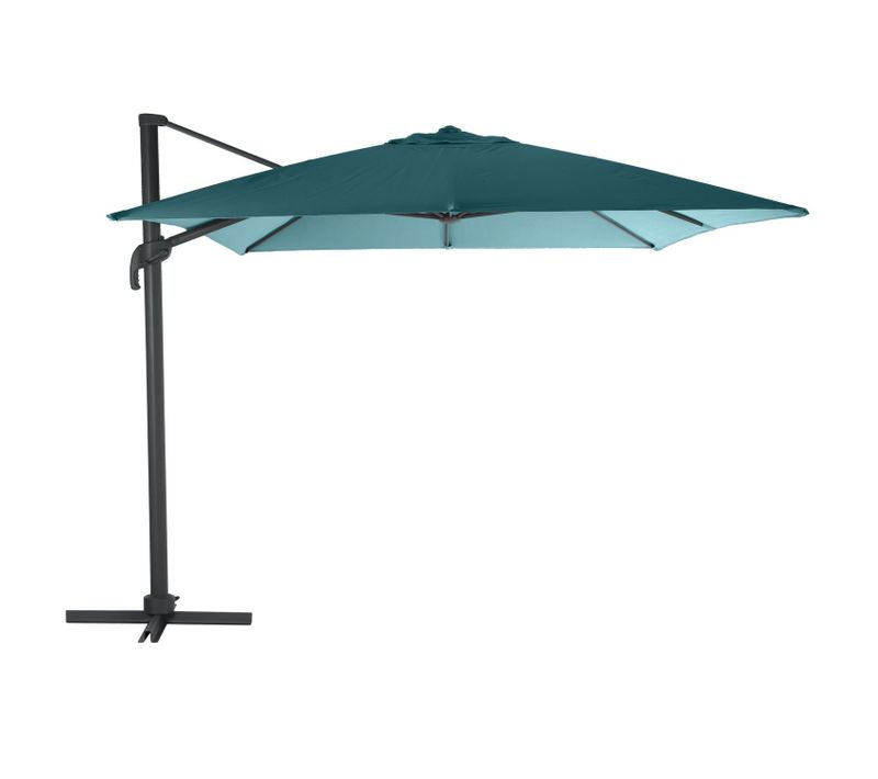 Parasol Déporté Eléa - 3 X 3 Mètres - Bleu Canard Et Gris