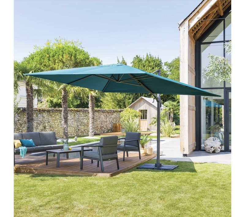 Parasol Déporté Et Inclinable Rectangule Bleu Canard Elea - 3 X 4 M