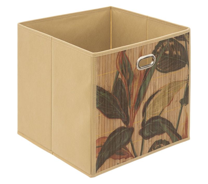 Boîte De Rangement Bambou Naturel Motif Coloré 31 X 31 Cm