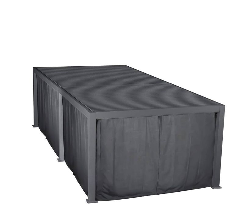Kit De Rideaux, Moustiquaires Et De Rails Pour Pergola Bioclimatique "evora" 6 X 3,6m Graphite