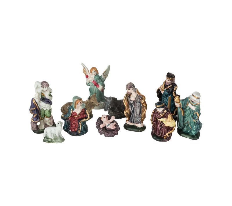 Déco De Crèche De Noël Set De 11 Santons En Porcelaine H 9 Cm