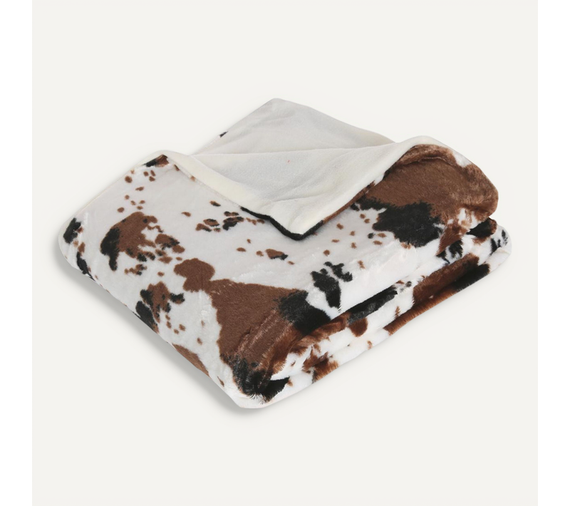 Plaid Microfibre Imprimé Peau De Vache 130 X 160 Cm