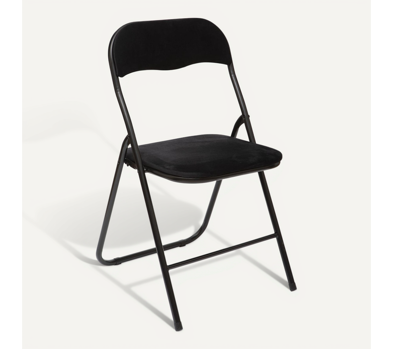 Chaise Pliante Effet Velours - Noir