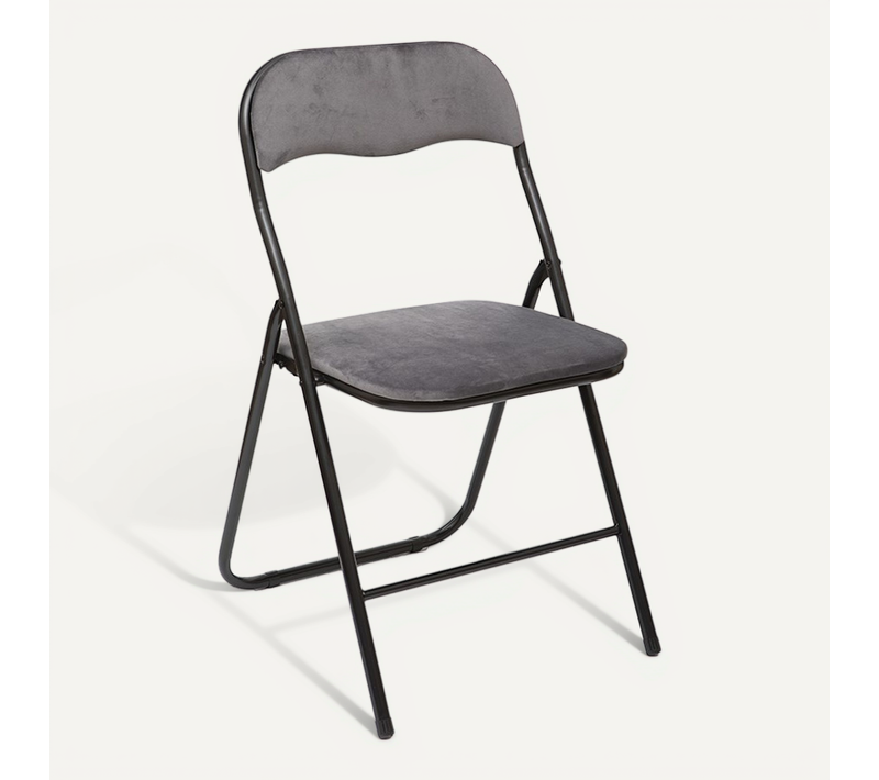 Chaise Pliante Velours Gris 5five