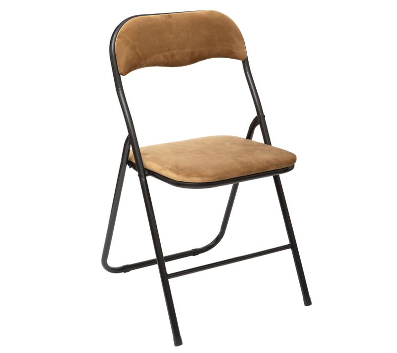 Chaise Pliante Effet Velours - Ocre