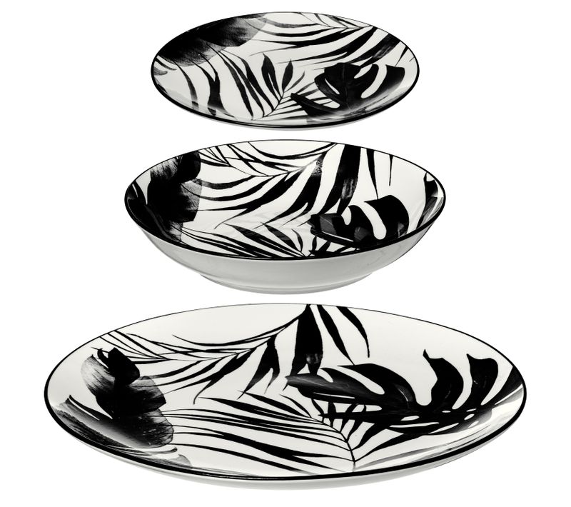 Service De Table 18 Pièces "palme" 26cm Noir