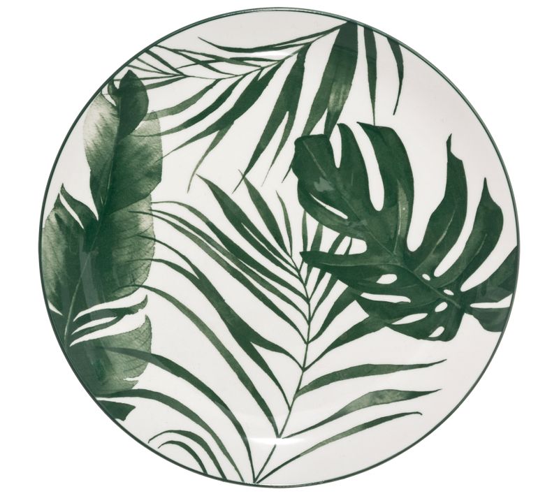 Assiette plate Ø. 26 cm PALME Vert / Blanc
