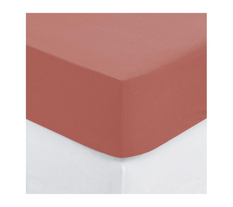 Drap Housse 2 Personnes En Coton Rose Blush 140 X 190 Cm