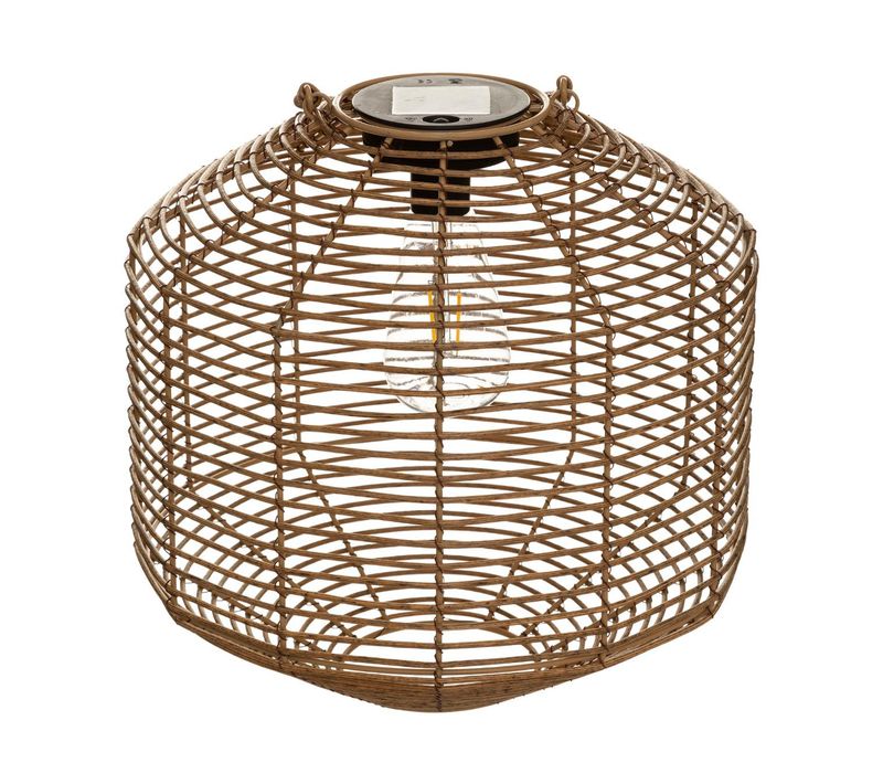 Lampe Solaire En Métal Et Rotin D 30 X H 30 Cm à Poser Ou à Suspendre