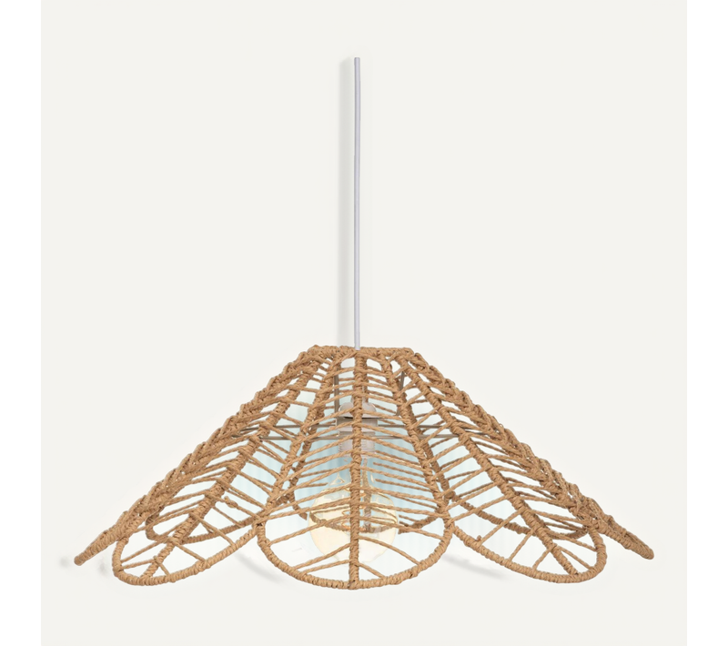 Luminaire Suspension Corde Beige D 58 Cm