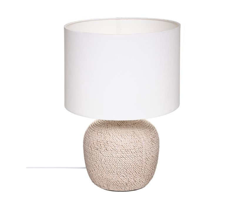 Lampe à Poser En Céramique Beige Et Abat Jour Blanc H 39.5 Cm