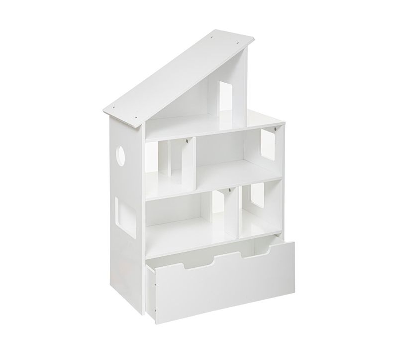 Meuble Etagère De Rangement Enfant Avec Coffre à Roulettes H 103.5 Cm
