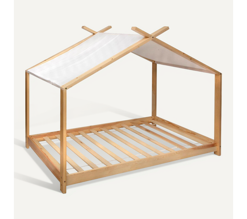 Lit Cabane Lit Tente En Bois De Pin 90 X 190 Cm Sommier à Lattes