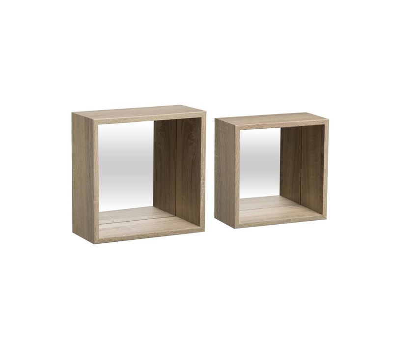 Set De 2 Étagères Murales Cube Avec Miroir