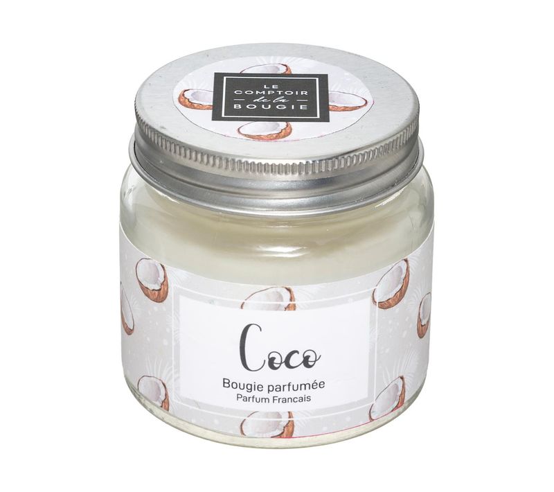 Bougie Parfumée Noix De Coco Pot En Verre Avec Couvercle 65 G