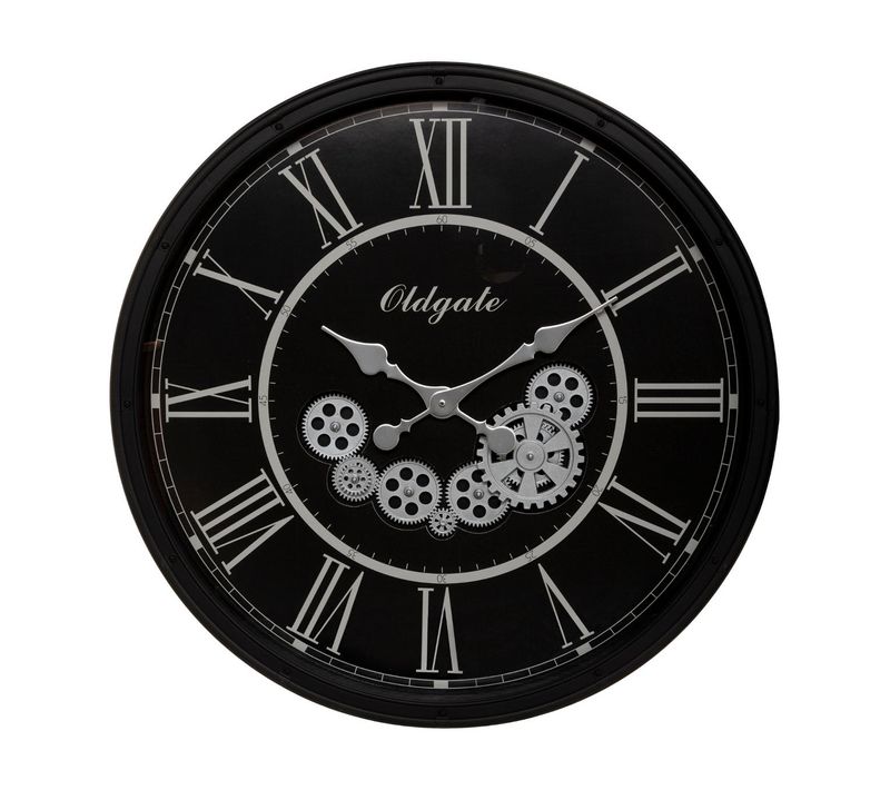 Grande Pendule Murale Noir Rétro D 76 Cm