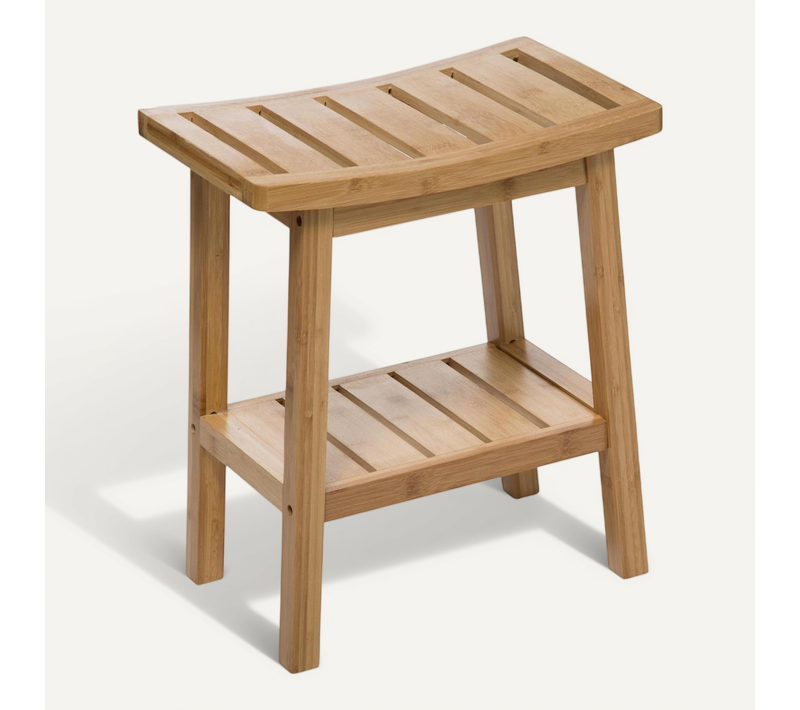 Tabouret D'appoint Avec Petit Rangement En Bambou