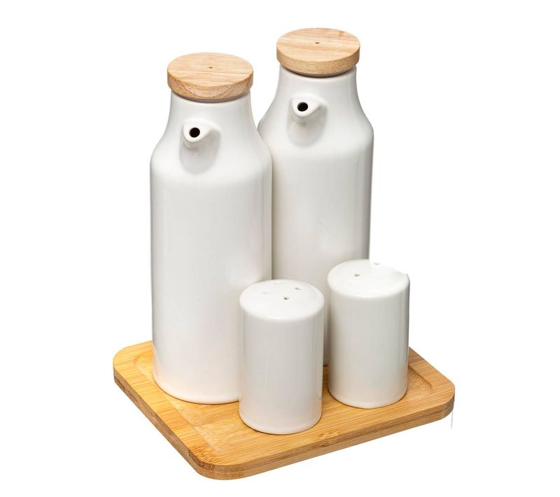 Set Huile/vinaigre/poivre Céramique "seramik" Blanc