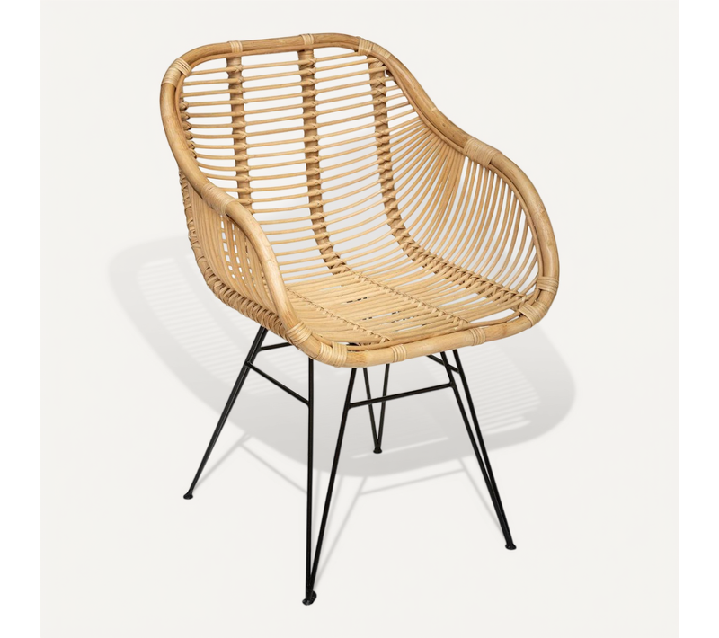 Fauteuil En Rotin Et Pieds En Métal