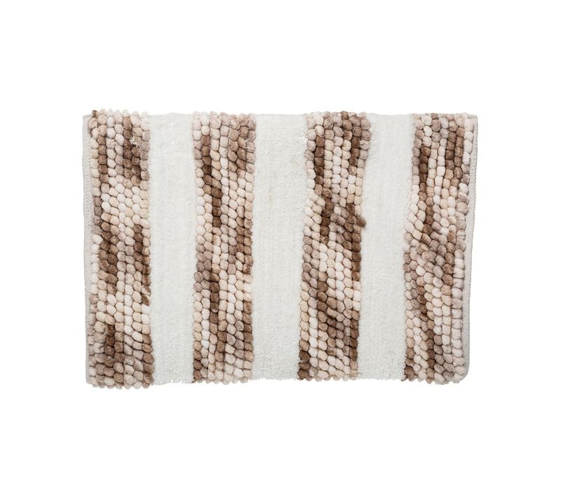 Tapis De Salle De Bain Épais Rayé Taupe 50 X 75 Cm
