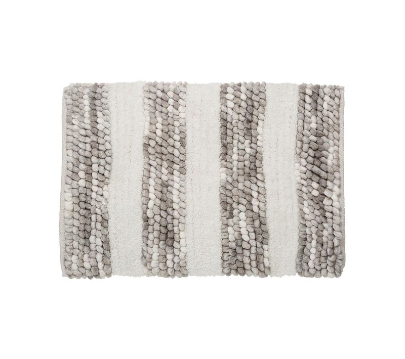 Tapis De Salle De Bain Épais Rayé Gris 50 X 75 Cm