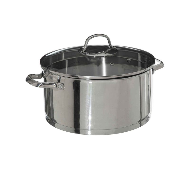 Faitout En Inox Haute Qualité Avec Couvercle Passoire En Verre D 28 Cm Tous Feux Y Compris Induction