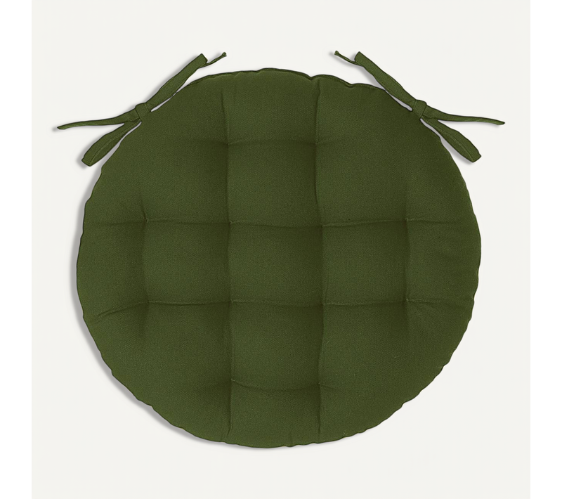 Galette De Chaise Ronde Vert Kaki D38cm