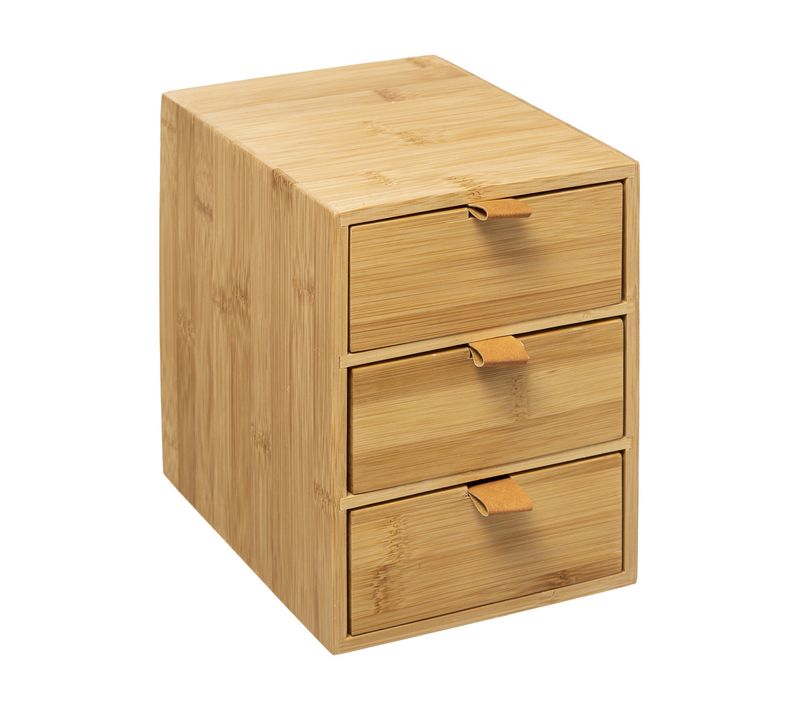 Boite De Rangement 3 Tiroirs En Bambou Avec Languette