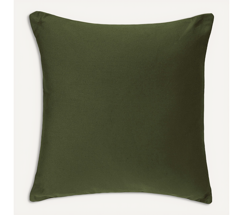 Coussin Déhoussable En Coton Vert Kaki 38 X 38 Cm