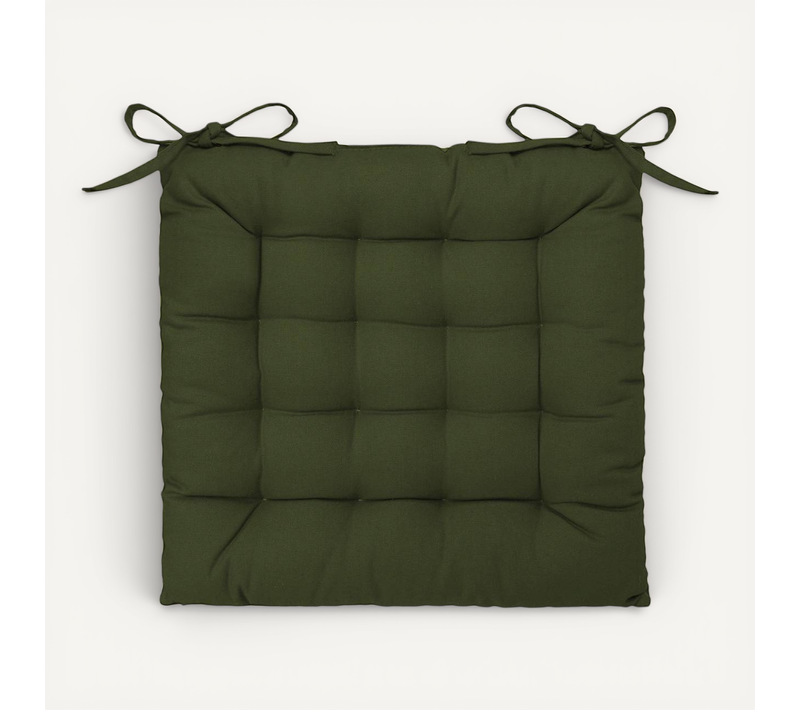 Galette De Chaise Vert Kaki 38x38cm